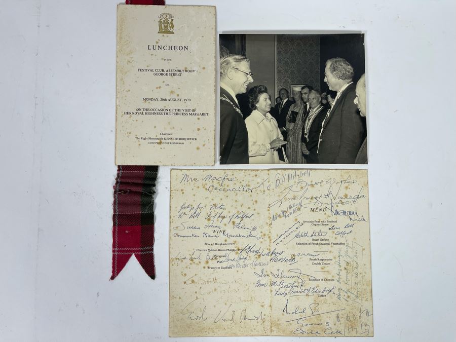 Signed Luncheon Menu From 1979 Visit Of Her Royal Highness The Princess Margaret And Photo Of Princess Margaret With Bill Mitchell [Photo 3]