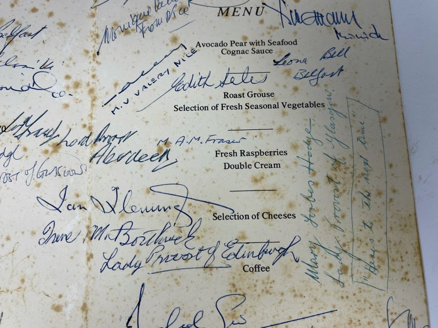 Signed Luncheon Menu From 1979 Visit Of Her Royal Highness The Princess Margaret And Photo Of Princess Margaret With Bill Mitchell [Photo 16]