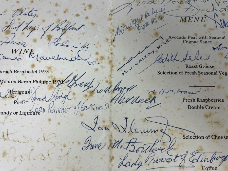 Signed Luncheon Menu From 1979 Visit Of Her Royal Highness The Princess Margaret And Photo Of Princess Margaret With Bill Mitchell [Photo 18]