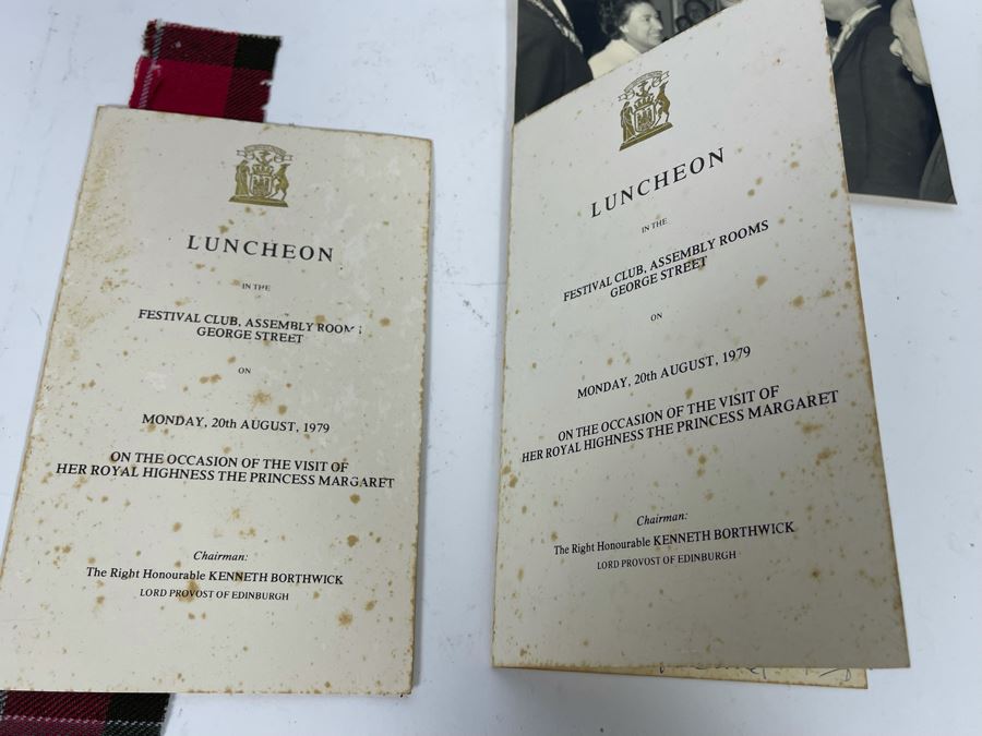 Signed Luncheon Menu From 1979 Visit Of Her Royal Highness The Princess Margaret And Photo Of Princess Margaret With Bill Mitchell [Photo 20]