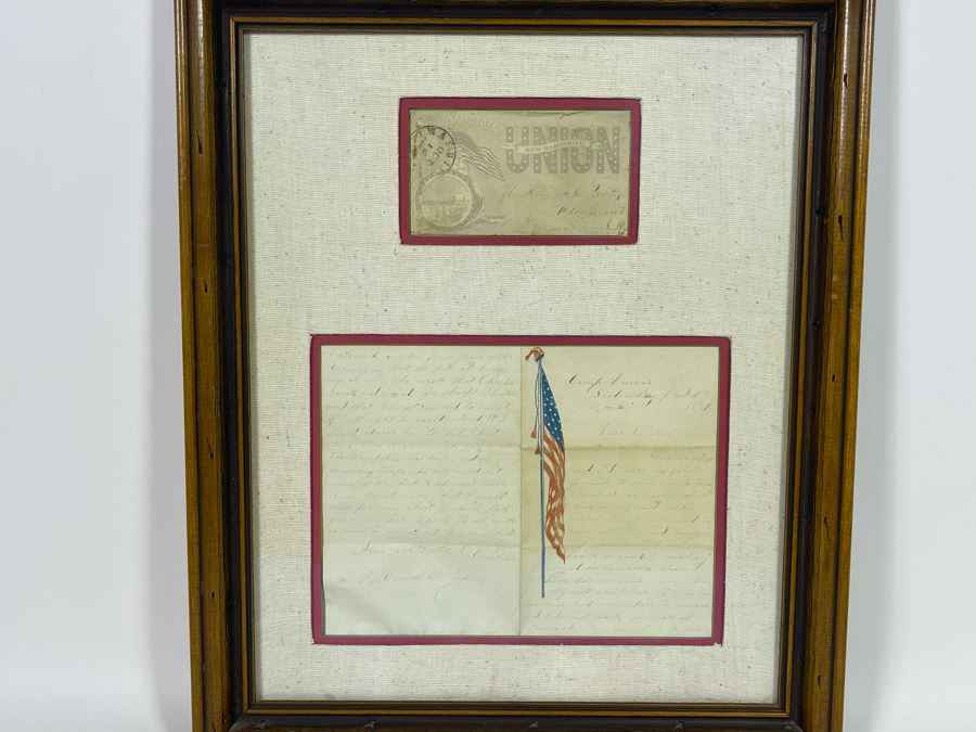 Framed Civil War Union Letter Written By C. E. Putnam Civil War Union Soldier To Sister During The Civil War Battle Oct 11, 1861 Bladensburg Battlefield Framed But Glass Is Cracked On Back Of Frame 16.5 X 20 [Photo 3]