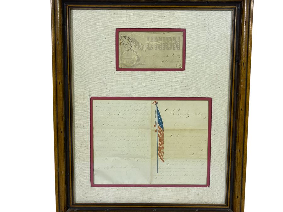 Framed Civil War Union Letter Written By C. E. Putnam Civil War Union Soldier To Sister During The Civil War Battle Oct 11, 1861 Bladensburg Battlefield Framed But Glass Is Cracked On Back Of Frame 16.5 X 20 [Photo 2]