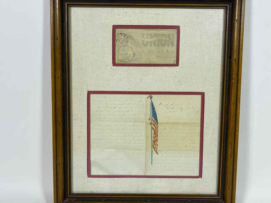 Framed Civil War Union Letter Written By C. E. Putnam Civil War Union Soldier To Sister During The Civil War Battle Oct 11, 1861 Bladensburg Battlefield Framed But Glass Is Cracked On Back Of Frame 16.5 X 20 [Photo 4]