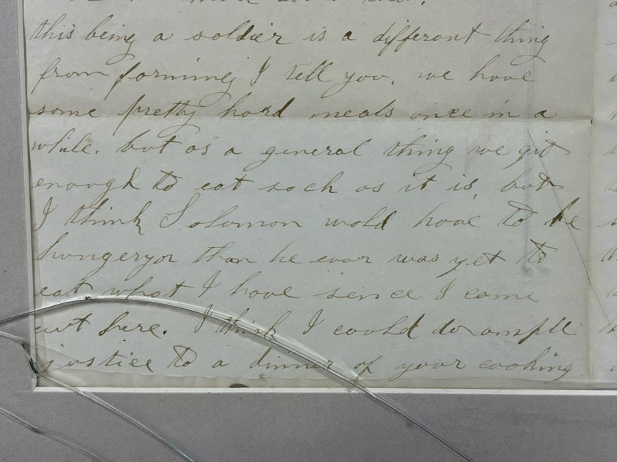 Framed Civil War Union Letter Written By C. E. Putnam Civil War Union Soldier To Sister During The Civil War Battle Oct 11, 1861 Bladensburg Battlefield Framed But Glass Is Cracked On Back Of Frame 16.5 X 20 [Photo 30]