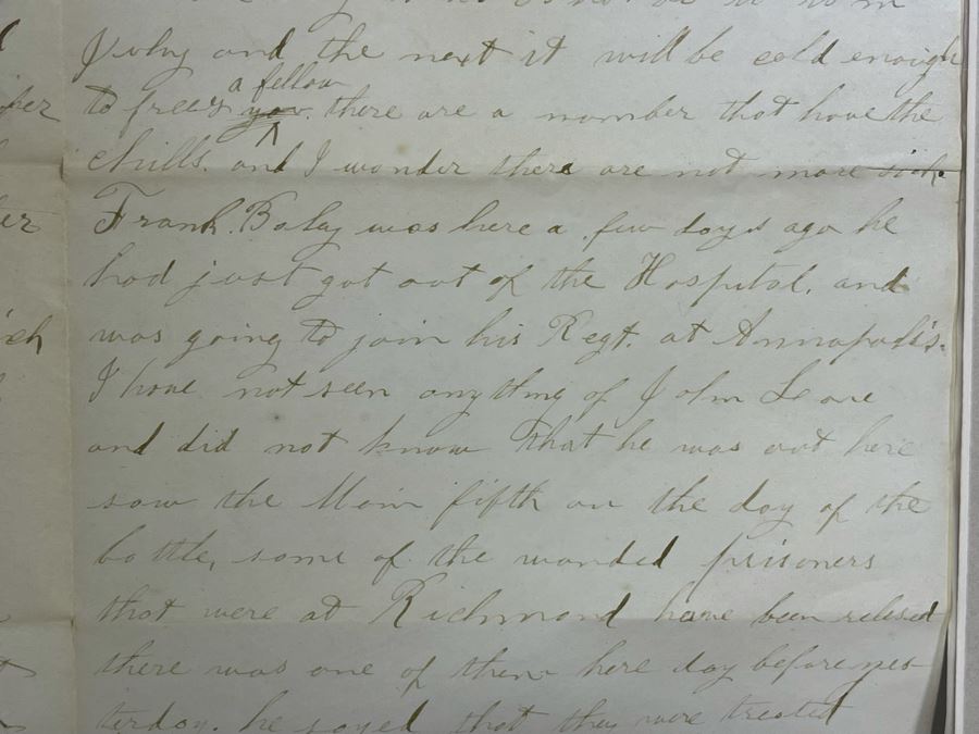 Framed Civil War Union Letter Written By C. E. Putnam Civil War Union Soldier To Sister During The Civil War Battle Oct 11, 1861 Bladensburg Battlefield Framed But Glass Is Cracked On Back Of Frame 16.5 X 20 [Photo 32]