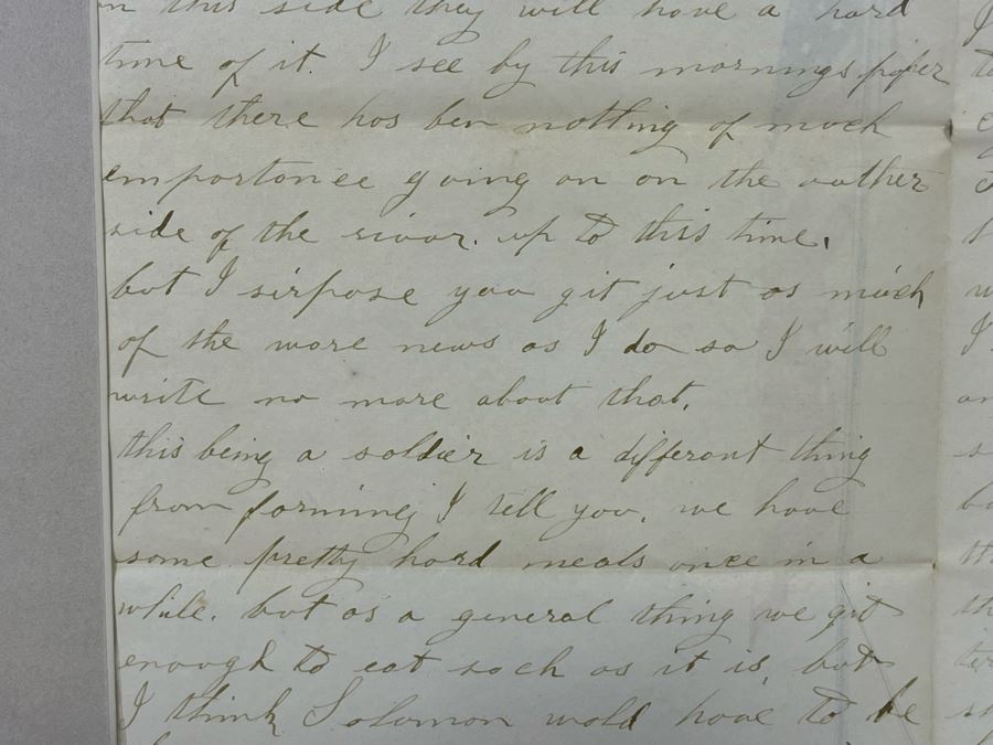 Framed Civil War Union Letter Written By C. E. Putnam Civil War Union Soldier To Sister During The Civil War Battle Oct 11, 1861 Bladensburg Battlefield Framed But Glass Is Cracked On Back Of Frame 16.5 X 20 [Photo 29]