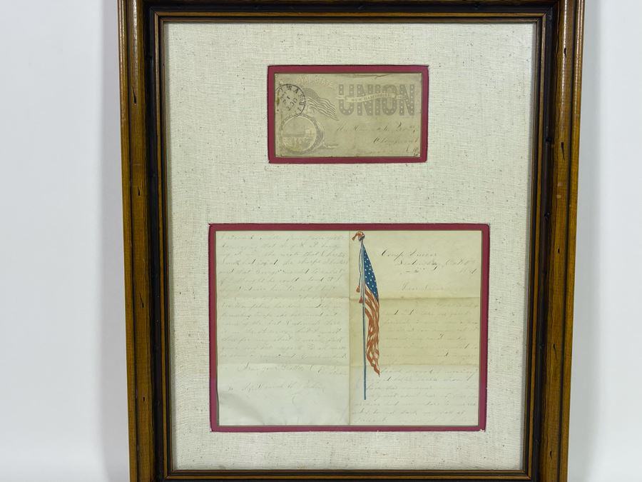 Framed Civil War Union Letter Written By C. E. Putnam Civil War Union Soldier To Sister During The Civil War Battle Oct 11, 1861 Bladensburg Battlefield Framed But Glass Is Cracked On Back Of Frame 16.5 X 20 [Photo 5]