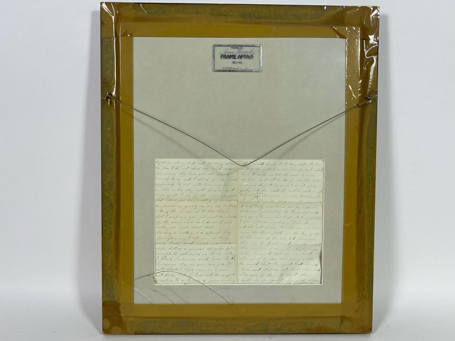 Framed Civil War Union Letter Written By C. E. Putnam Civil War Union Soldier To Sister During The Civil War Battle Oct 11, 1861 Bladensburg Battlefield Framed But Glass Is Cracked On Back Of Frame 16.5 X 20 [Photo 25]