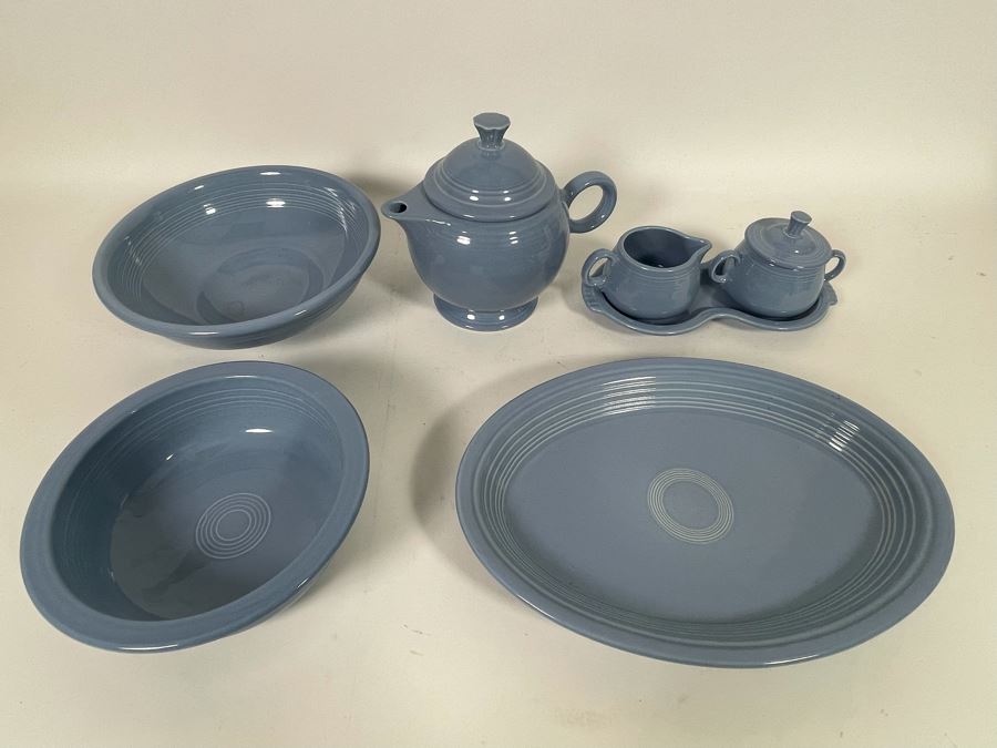 Fiesta Teapot, Sugar And Creamer, Platter And Pair Of Bowls [Photo 9]