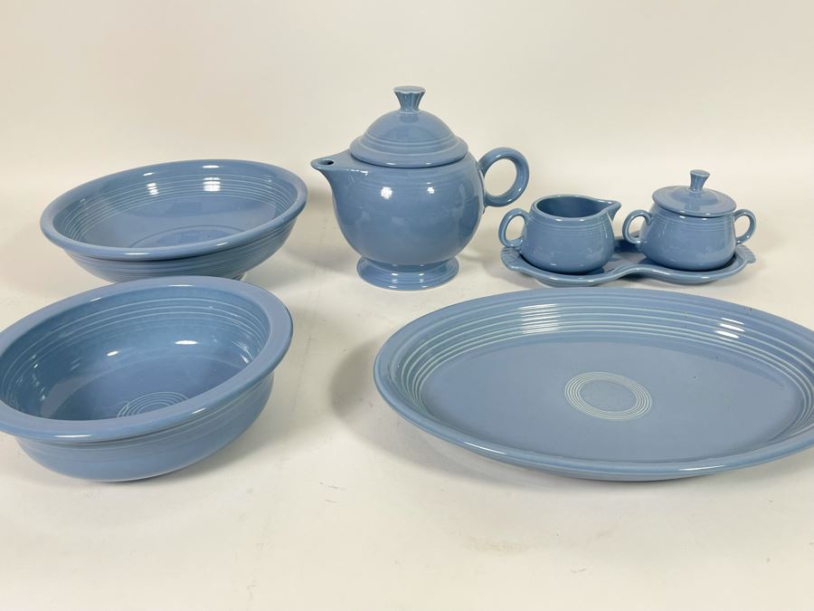 Fiesta Teapot, Sugar And Creamer, Platter And Pair Of Bowls [Photo 5]