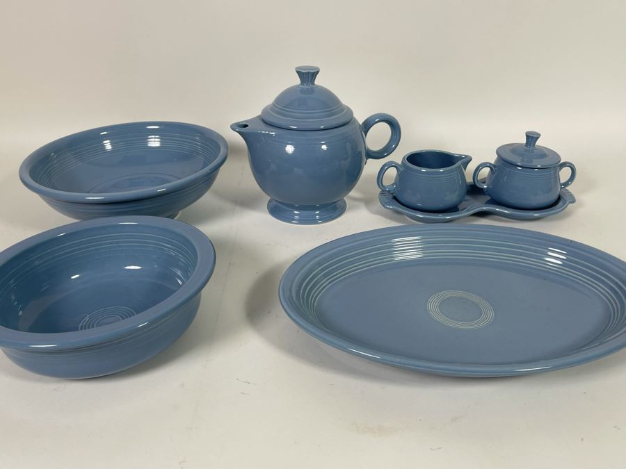 Fiesta Teapot, Sugar And Creamer, Platter And Pair Of Bowls [Photo 4]