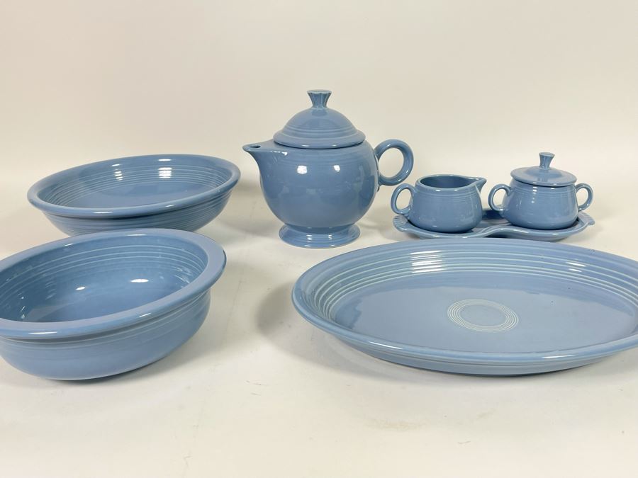 Fiesta Teapot, Sugar And Creamer, Platter And Pair Of Bowls [Photo 6]