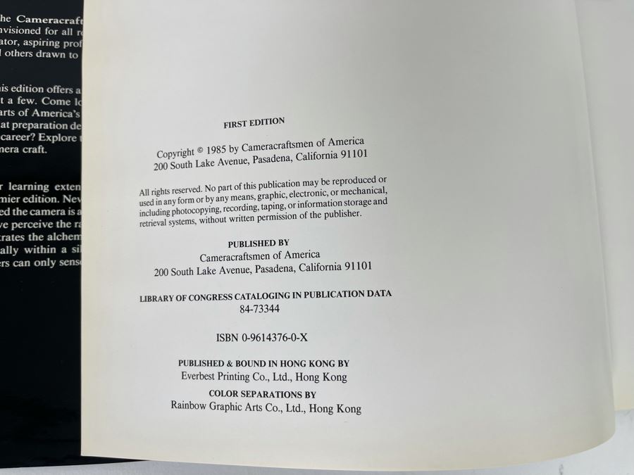 Signed First Edition Book Cameracraftsmen Of America 1985 Signed By Phillip Stewart Charis [Photo 4]