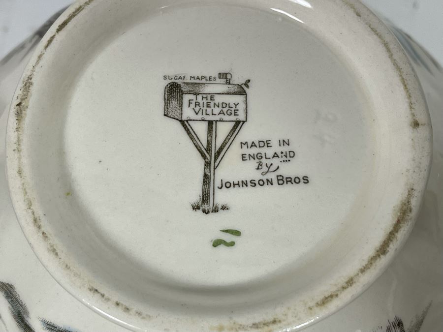 Johnson Bros The Friendly Village The Ice House (14) Cups And Saucers And Teapot Replacements Value $318 [Photo 17]