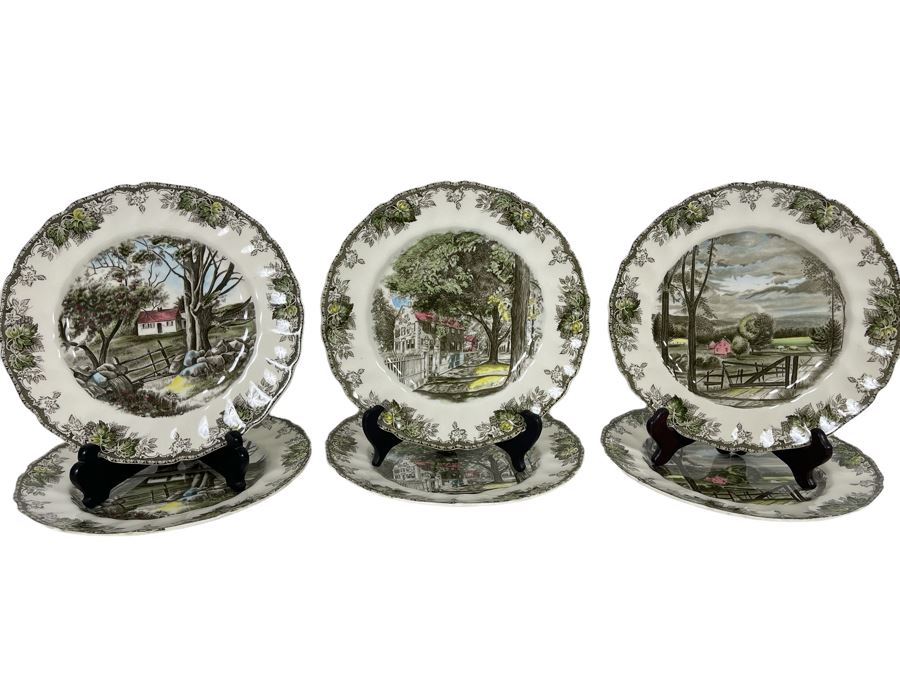 (6) Johnson Bros The Friendly Village 10.5” Large Dinner Plates Replacements Value $300