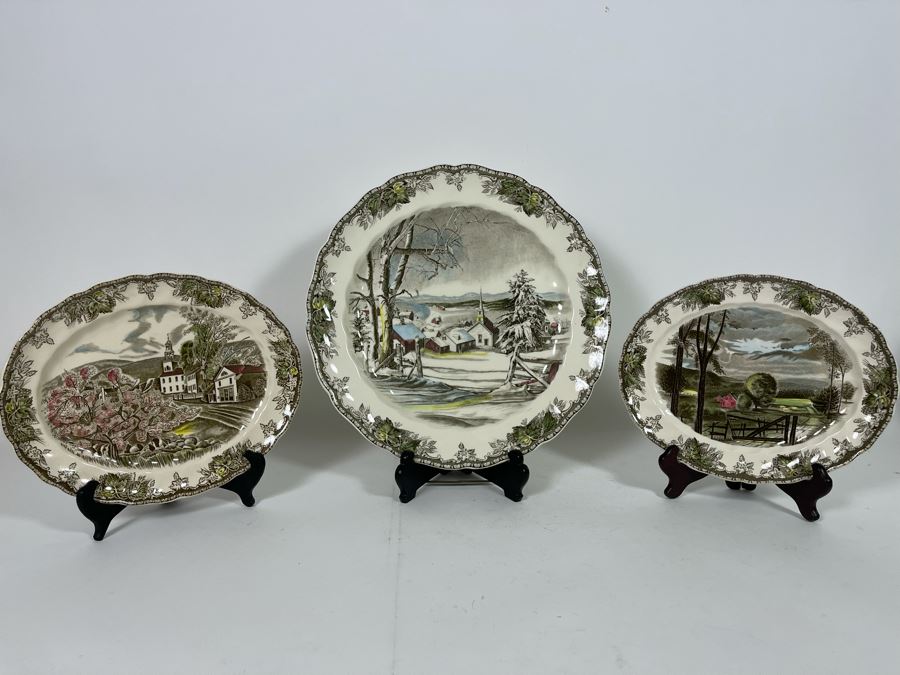 Johnson Bros The Friendly Village (2) 14' Oval Serving Plates And 11.5” Plate [Photo 2]