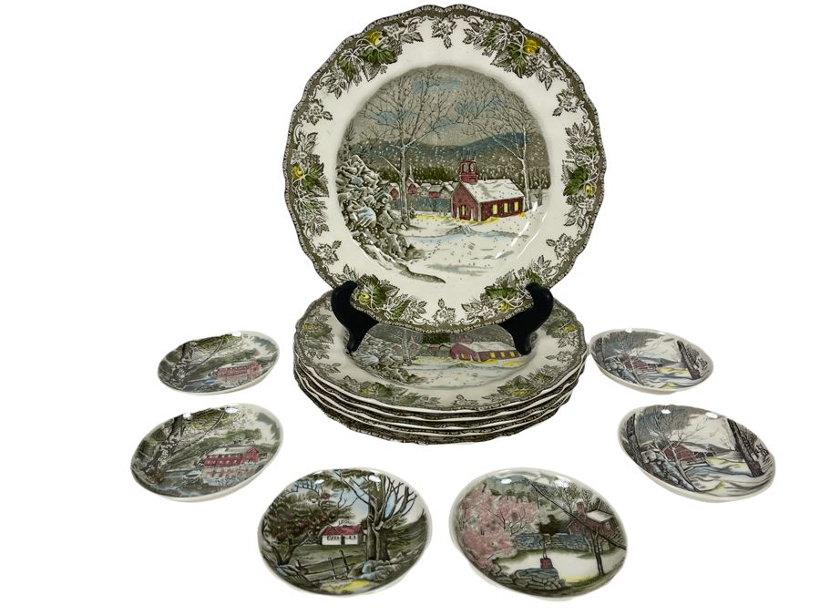 Johnson Bros The Friendly Village (6) 10” Plates And (6) 4.25” Dishes