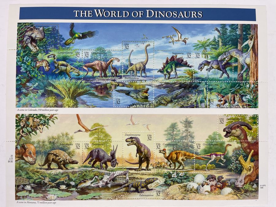 (4) Mint Postage Stamp Sheets Of The World Of Dinosaurs 1996 $19.20 Face Value [Photo 2]