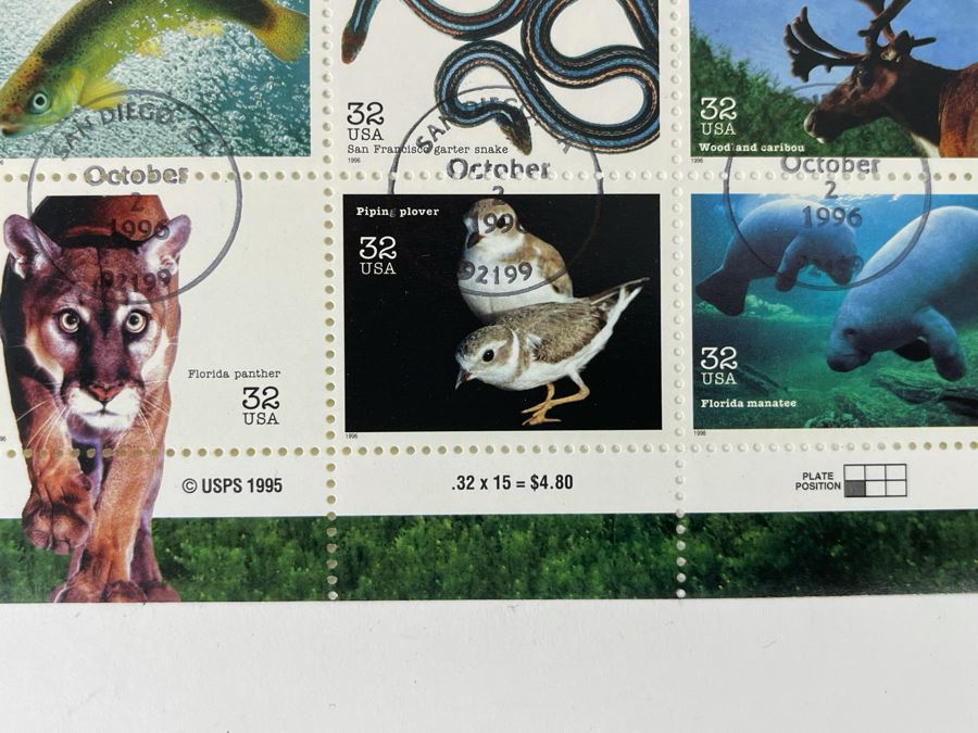 (4) Mint Postage Stamp Sheets Of Endangered Species 1995 $19.20 Face Value [Photo 6]