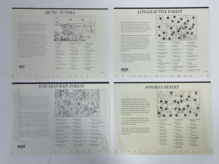 (4) Mint Postage Stamp Sets: Arctic Tundra, Longleaf Pine Forest, Hawaiian Rain Forest, Sonoran Desert [Photo 7]