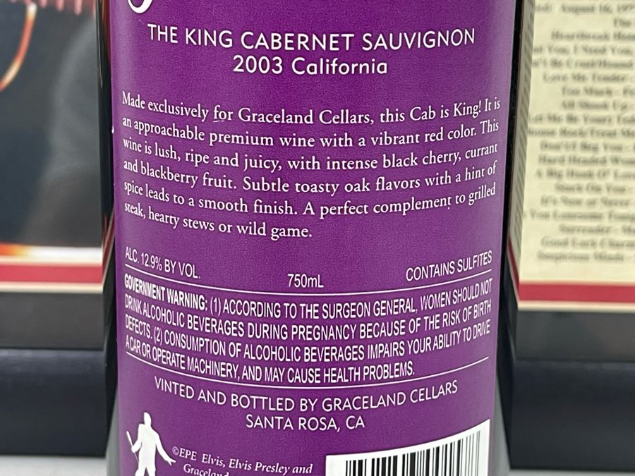 Collectible Limited Edition Elvis Presley Graceland Cellars The King Cabernet Sauvignon Wine 2003 CA Plus Framed Decorative Elvis Presley Color Prints Collage 15.5 X 12.5 [Photo 9]