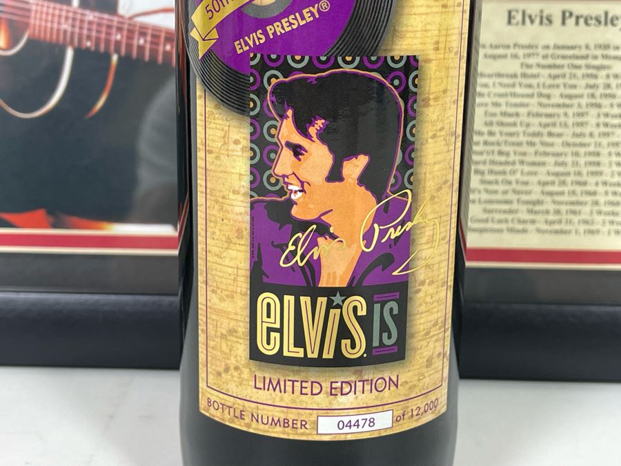 Collectible Limited Edition Elvis Presley Graceland Cellars The King Cabernet Sauvignon Wine 2003 CA Plus Framed Decorative Elvis Presley Color Prints Collage 15.5 X 12.5 [Photo 5]