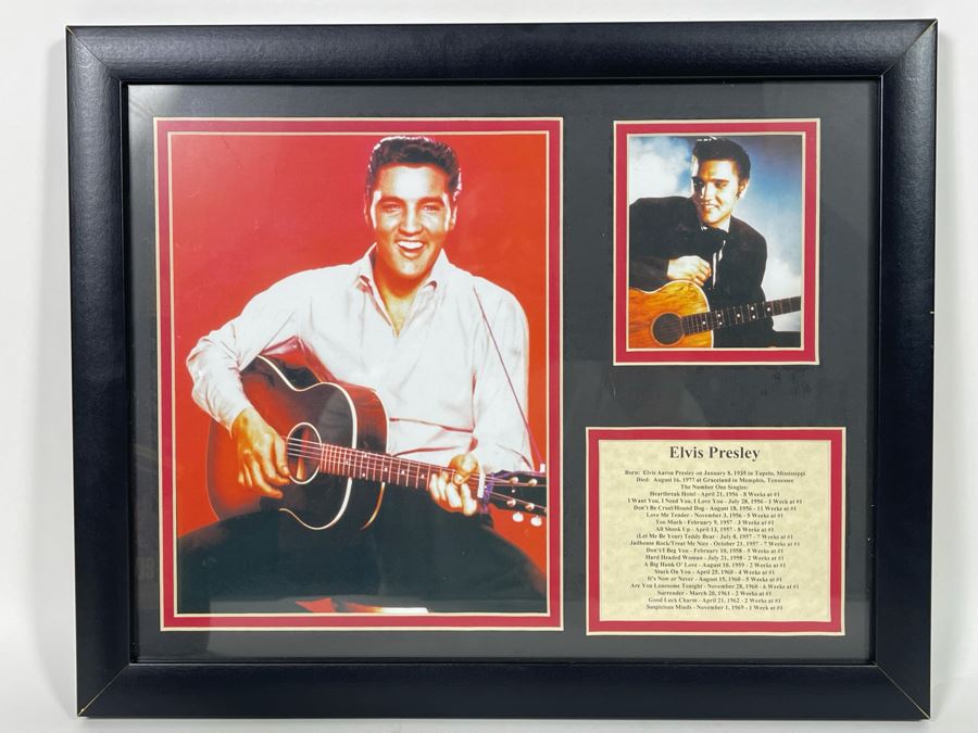 Collectible Limited Edition Elvis Presley Graceland Cellars The King Cabernet Sauvignon Wine 2003 CA Plus Framed Decorative Elvis Presley Color Prints Collage 15.5 X 12.5 [Photo 10]