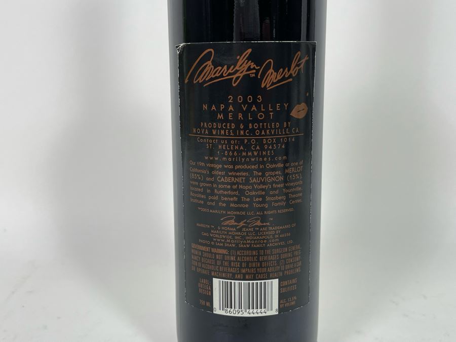 Collectible Marilyn Monroe Merlot 2003 Napa Valley Merlot Wine [Photo 7]