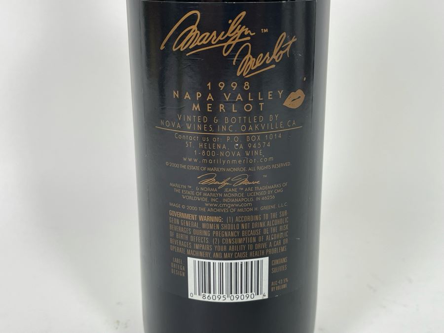 Collectible Marilyn Monroe Merlot 1998 Napa Valley Merlot Wine [Photo 6]