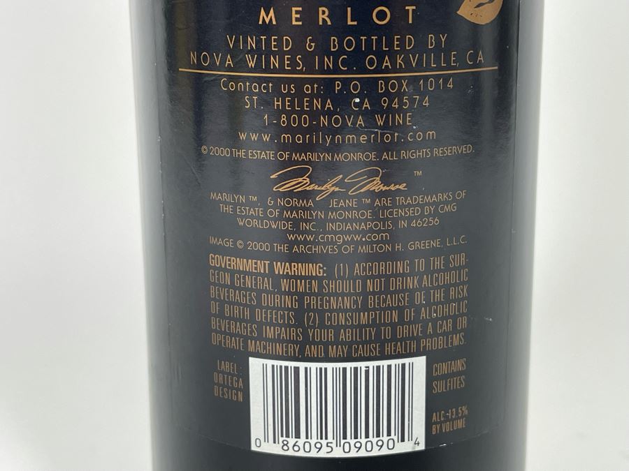 Collectible Marilyn Monroe Merlot 1998 Napa Valley Merlot Wine [Photo 8]