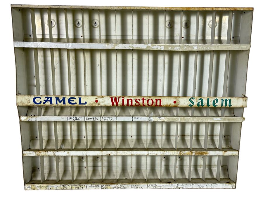 Vintage Metal Cigarette Vending Machine Insert With Camel, Winston, Salem Advertising 32.5W X 27H X 4D [Photo 1]