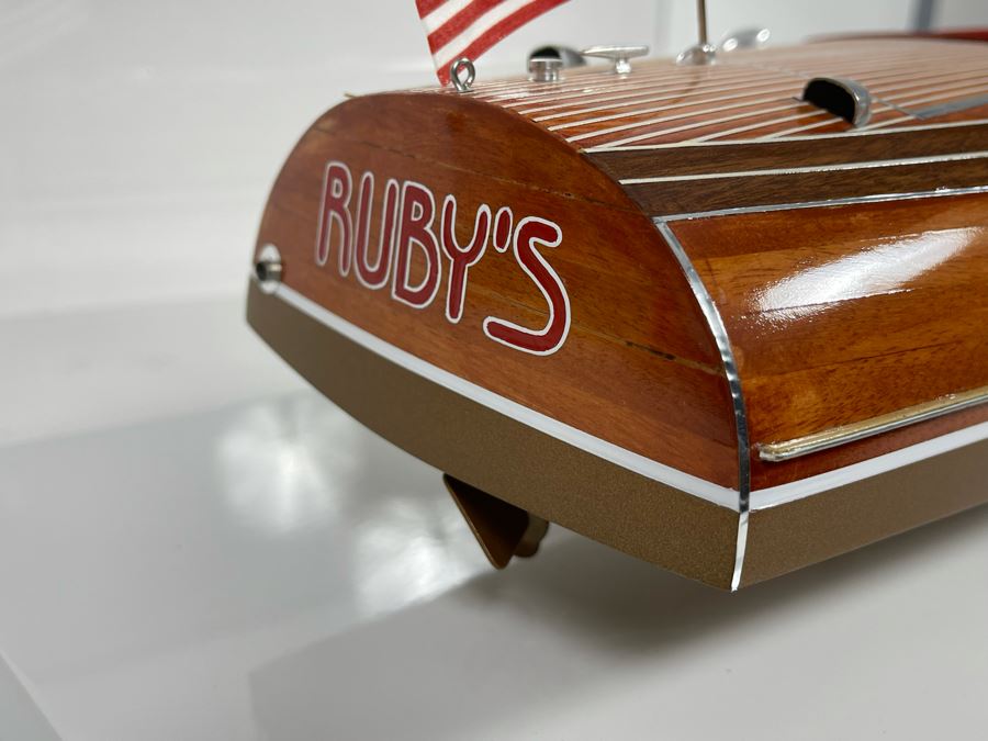 Wooden Chris-Craft Model Boat With Lucite Display Box 26W X 12D X 13H [Photo 13]