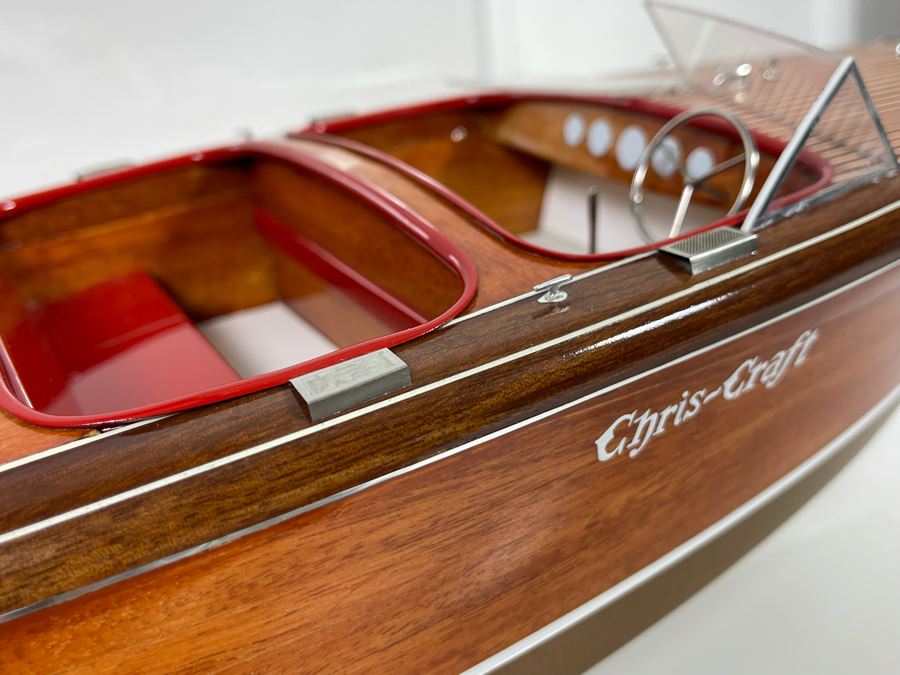 Wooden Chris-Craft Model Boat With Lucite Display Box 26W X 12D X 13H [Photo 8]