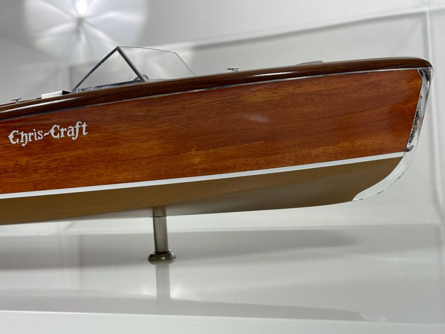 Wooden Chris-Craft Model Boat With Lucite Display Box 26W X 12D X 13H [Photo 11]