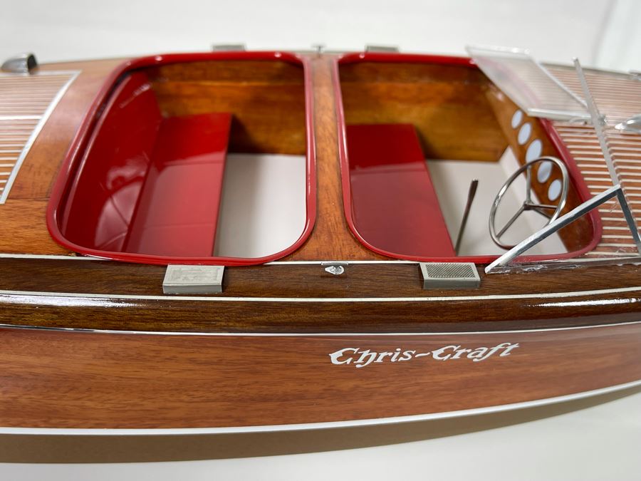 Wooden Chris-Craft Model Boat With Lucite Display Box 26W X 12D X 13H [Photo 7]