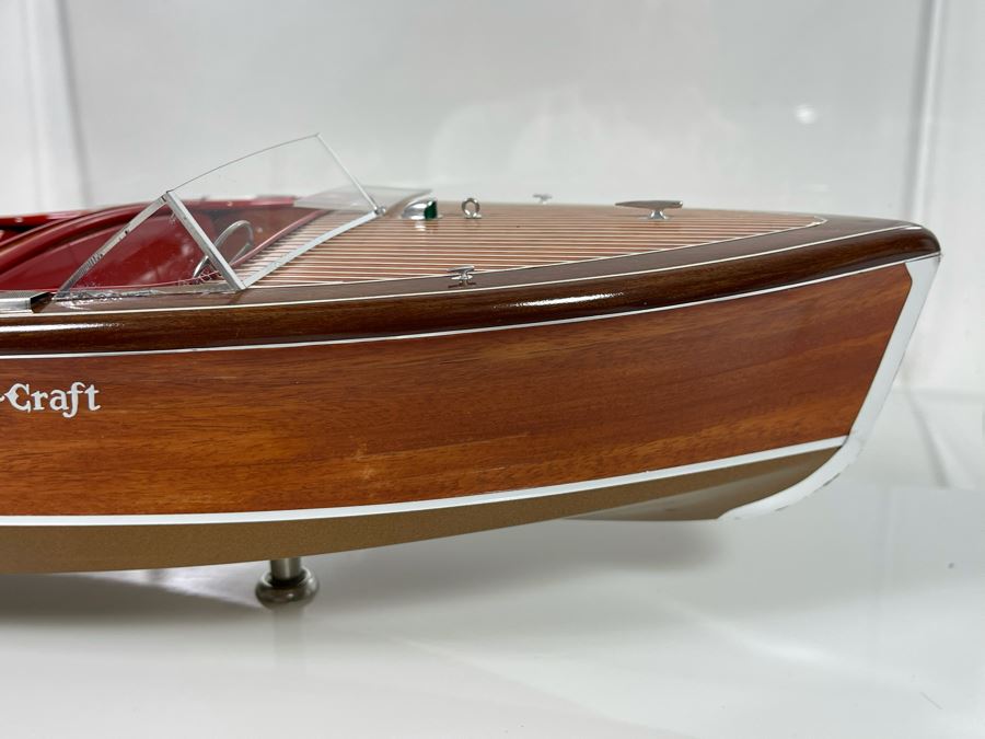 Wooden Chris-Craft Model Boat With Lucite Display Box 26W X 12D X 13H [Photo 10]