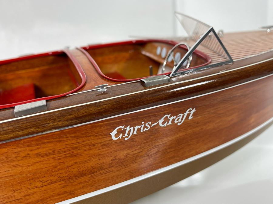 Wooden Chris-Craft Model Boat With Lucite Display Box 26W X 12D X 13H [Photo 9]