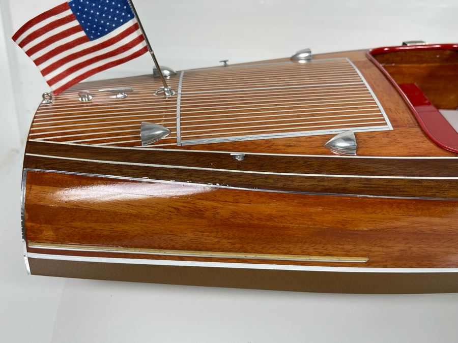 Wooden Chris-Craft Model Boat With Lucite Display Box 26W X 12D X 13H [Photo 5]