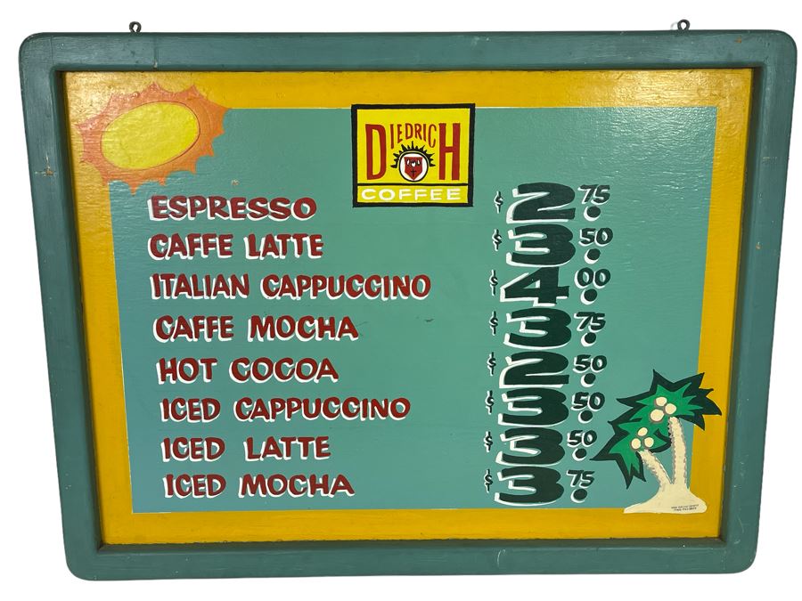 Hand-Painted Diedrich Coffee Wooden Double-Sided Sign 42W X 32H [Photo 1]