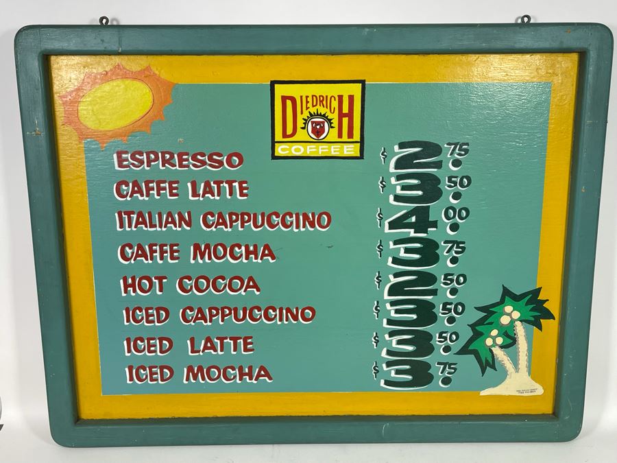 Hand-Painted Diedrich Coffee Wooden Double-Sided Sign 42W X 32H [Photo 4]