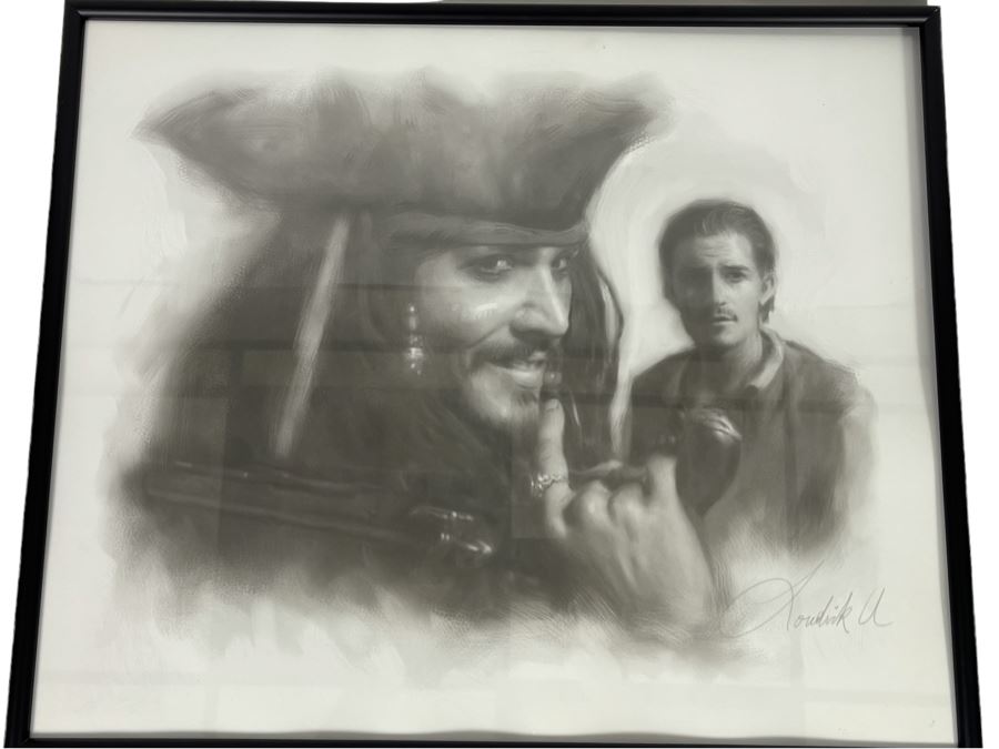 Framed Johnny Depp Pirates Of The Caribbean Print 24 X 20