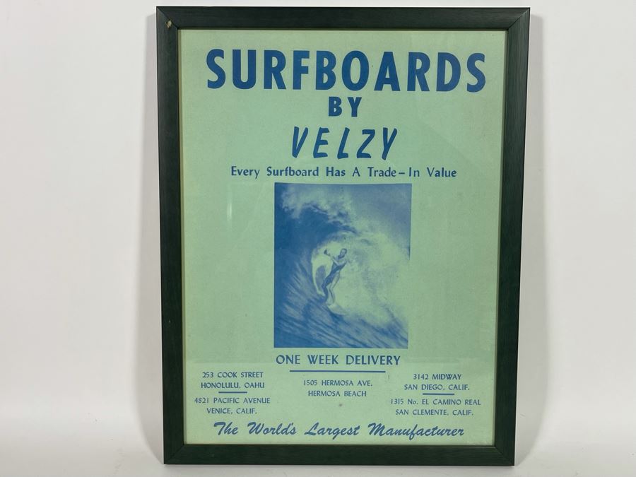 Surfboards By Velzy Framed Advertisement 14 X 17 [Photo 3]
