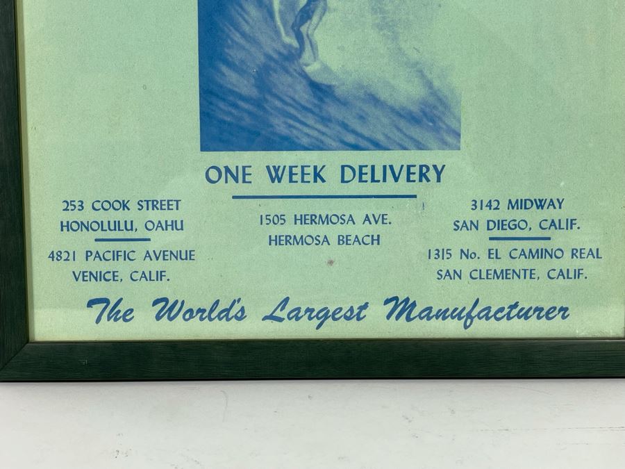 Surfboards By Velzy Framed Advertisement 14 X 17 [Photo 5]