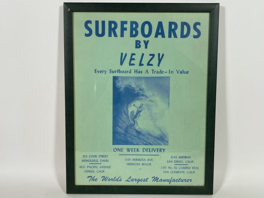 Surfboards By Velzy Framed Advertisement 14 X 17 [Photo 2]
