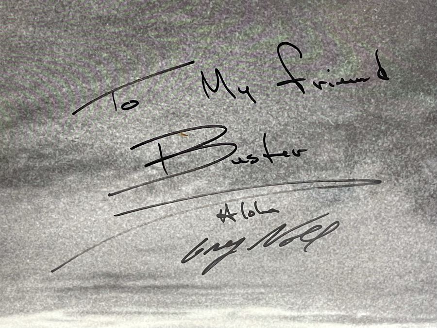 Hand-Signed Greg Noll Poster Titled Greg Noll Takes The Drop At Waimea Bay Framed 44 X 36 [Photo 3]