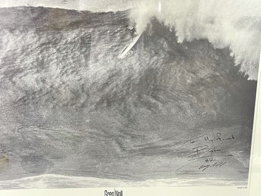 Hand-Signed Greg Noll Poster Titled Greg Noll Takes The Drop At Waimea Bay Framed 44 X 36 [Photo 10]