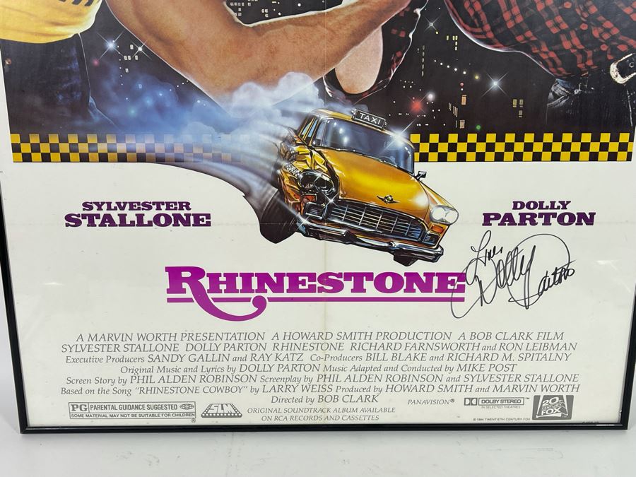 Hand-Signed Movie Poster Rhinestone Featuring Sylvester Stallone And Dolly Parton - Signed By Dolly Parton Framed 27 X 40 [Photo 6]