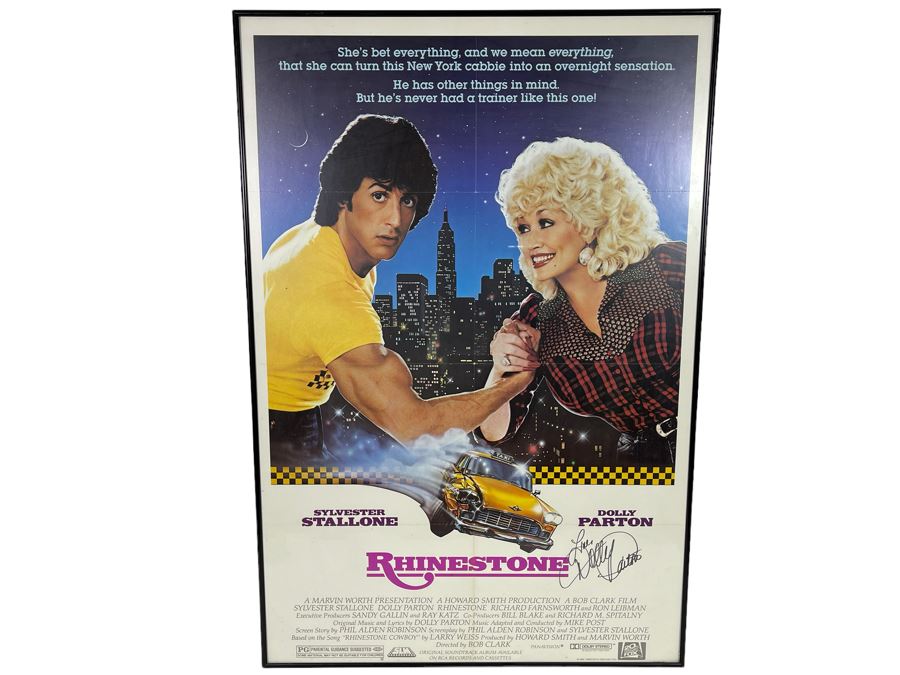 Hand-Signed Movie Poster Rhinestone Featuring Sylvester Stallone And Dolly Parton - Signed By Dolly Parton Framed 27 X 40 [Photo 3]
