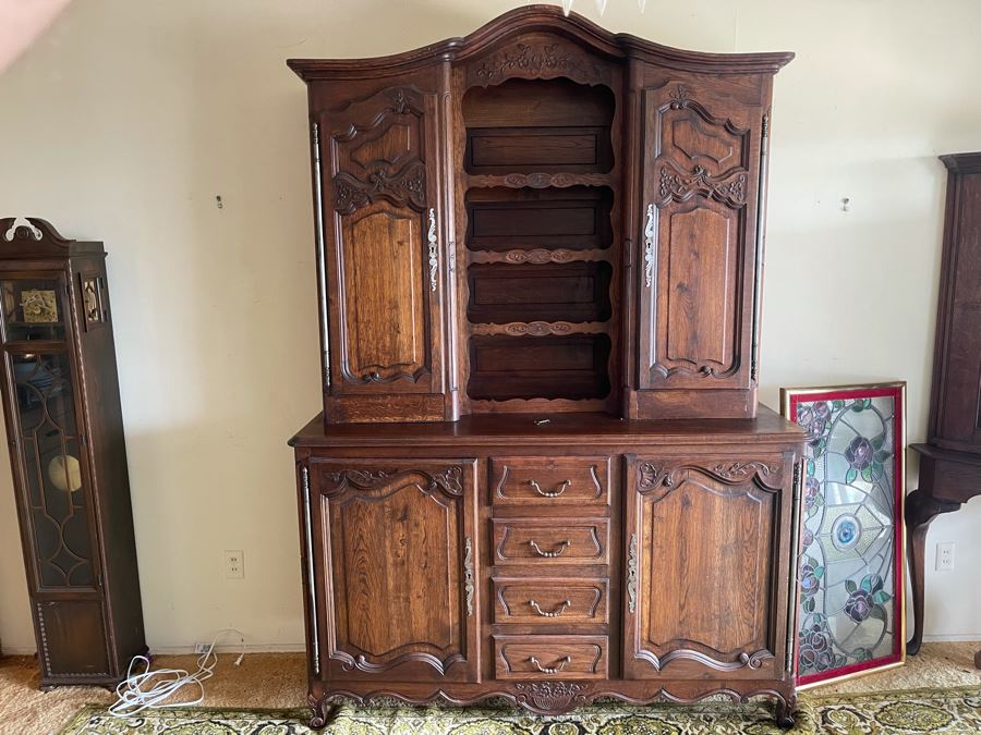Antique Wooden Buffet And Hutch China Cabinet Client Paid Over $4,000 [Photo 4]