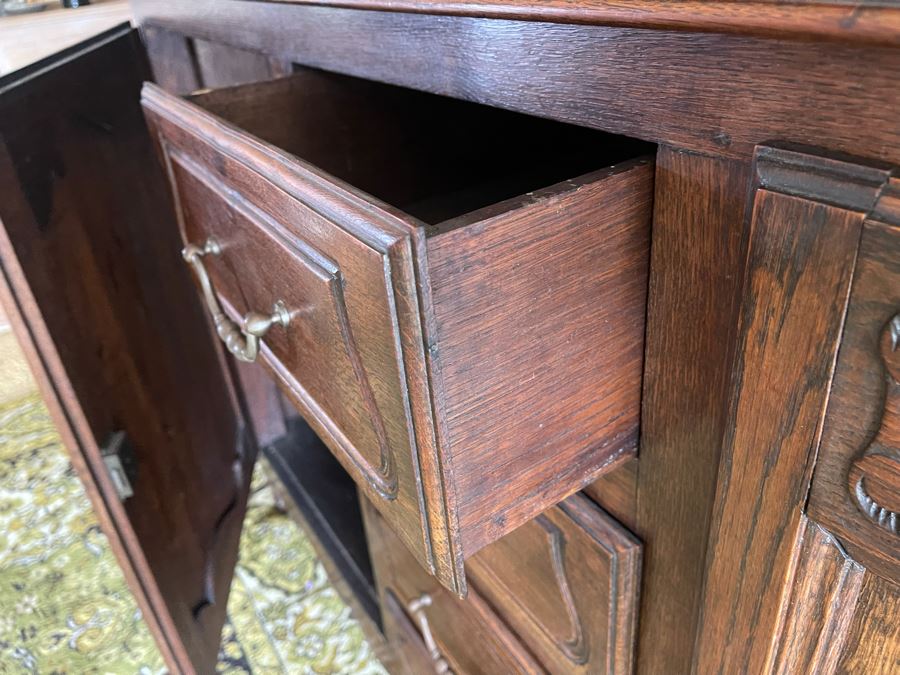 Antique Wooden Buffet And Hutch China Cabinet Client Paid Over $4,000 [Photo 14]